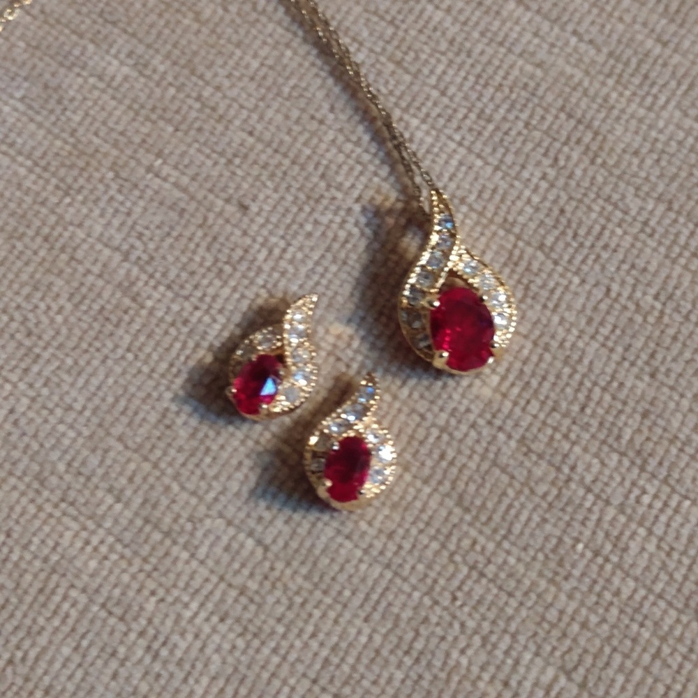 Vintage Ruby And Crystal Rhinestone Set